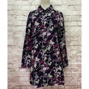 THAKOON Target Coat Womens XS Floral Camo Trench Purple Gray Canvas Mid Length